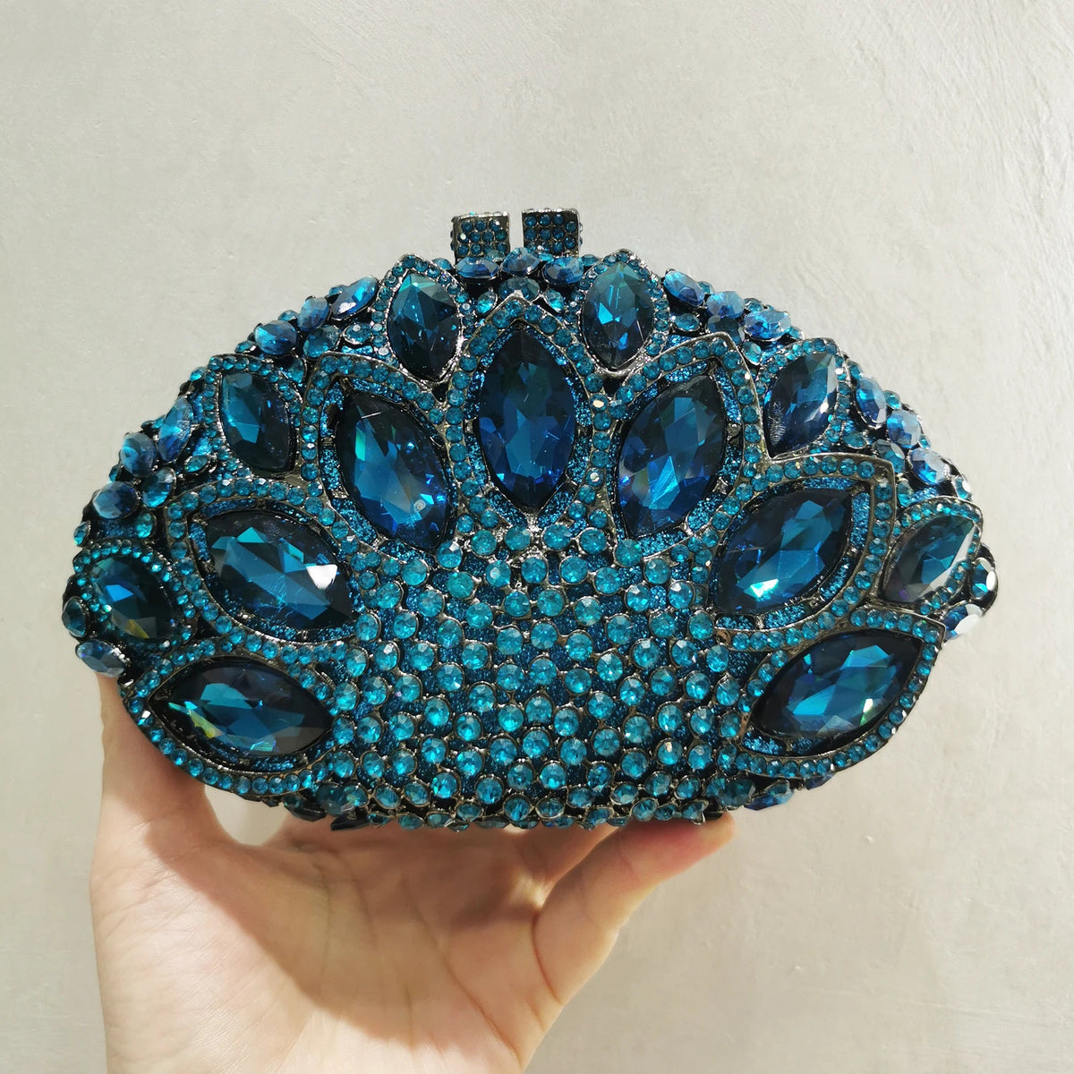 Big-Stone Crystal Minaudière Clutch - Luzilly Bridal & Apparel