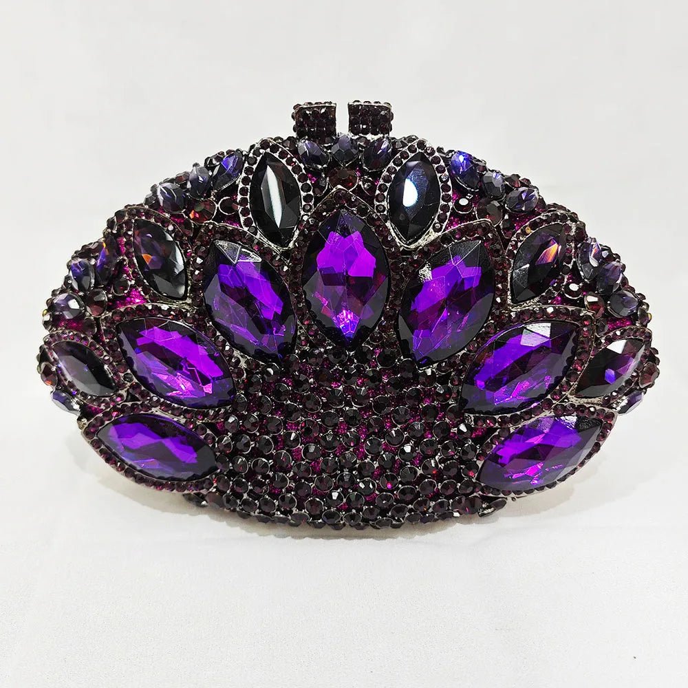 Big-Stone Crystal Minaudière Clutch - Luzilly Bridal & Apparel