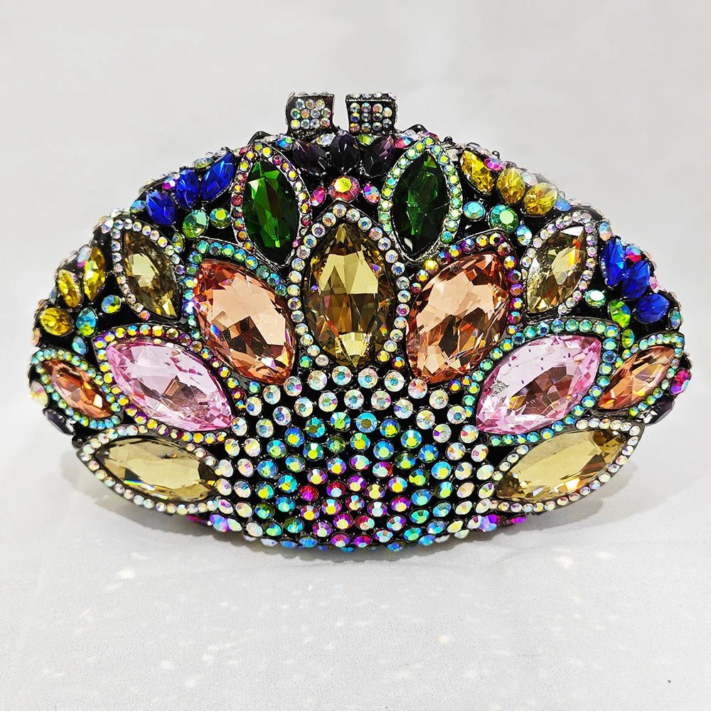Big-Stone Crystal Minaudière Clutch - Luzilly Bridal & Apparel