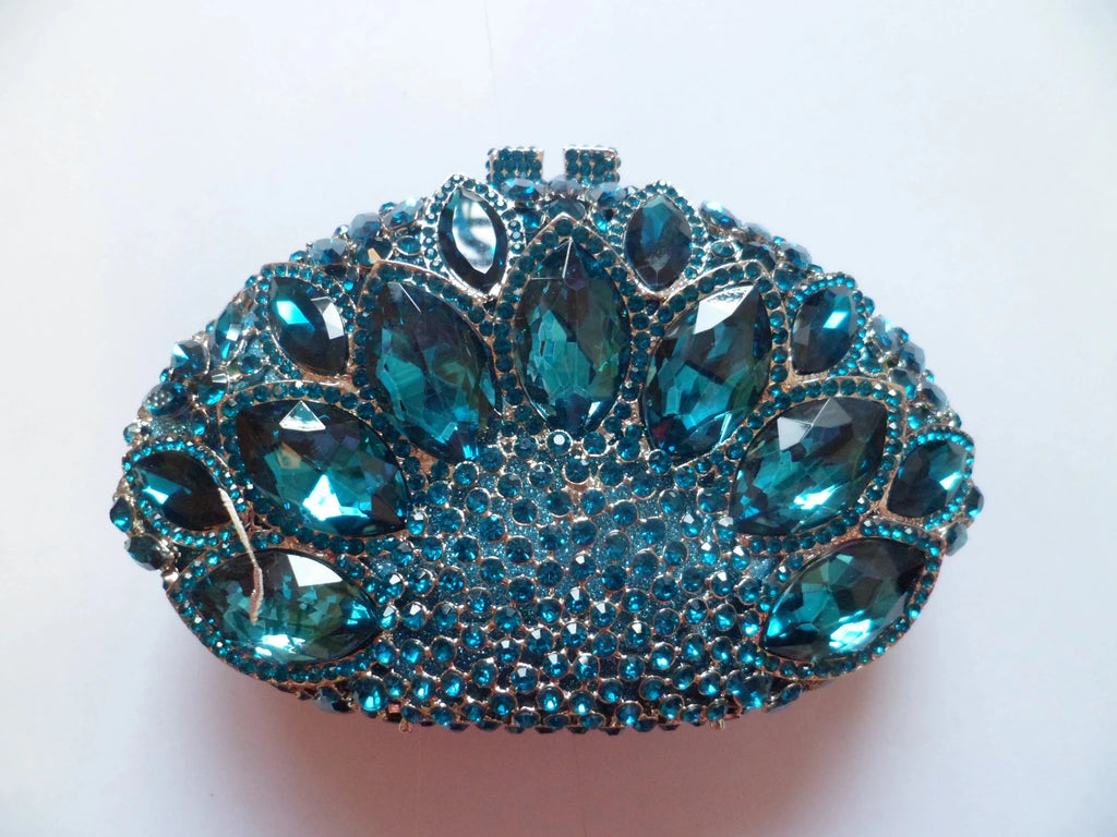 Big-Stone Crystal Minaudière Clutch - Luzilly Bridal & Apparel