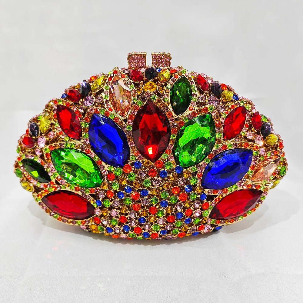 Big-Stone Crystal Minaudière Clutch - Luzilly Bridal & Apparel