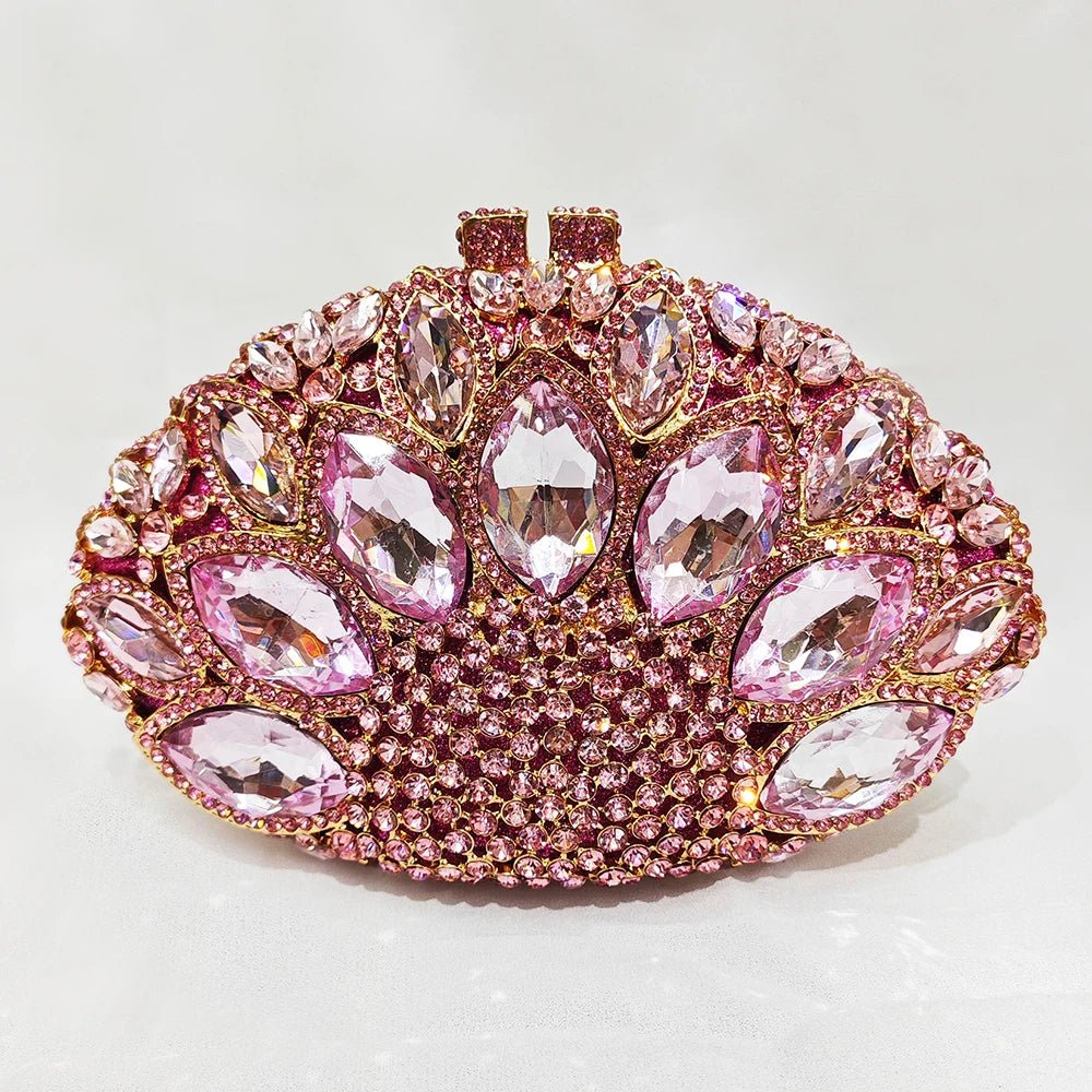 Big-Stone Crystal Minaudière Clutch - Luzilly Bridal & Apparel