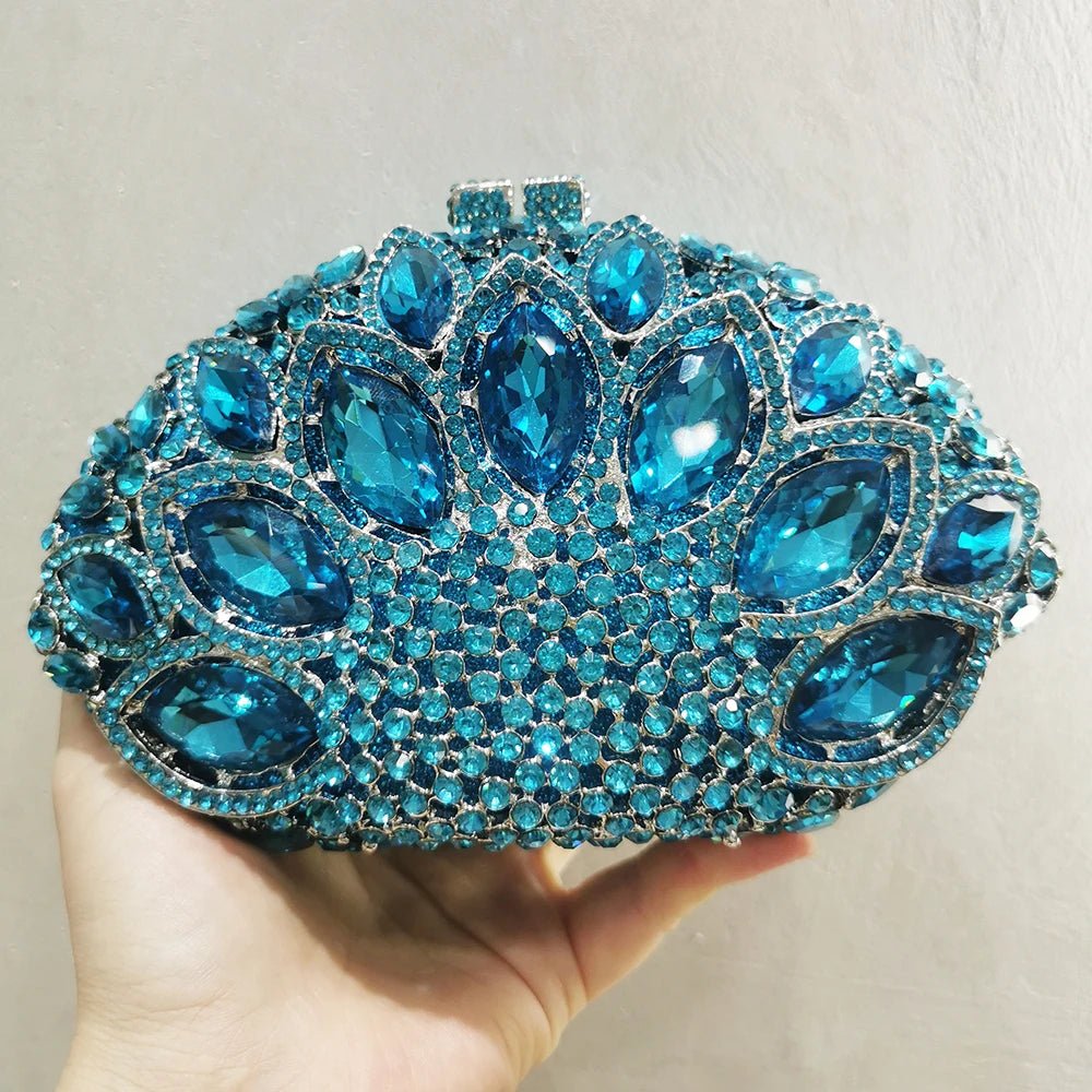 Big-Stone Crystal Minaudière Clutch - Luzilly Bridal & Apparel