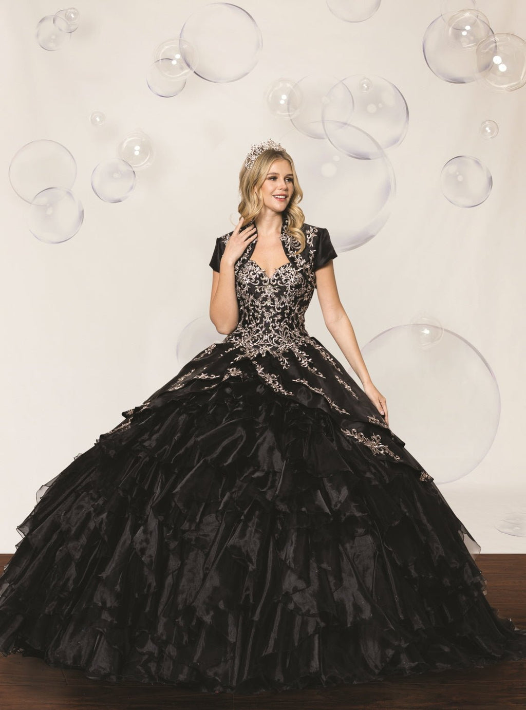 Black Flounced Quinceañera Ball Gown - Luzilly Bridal & Apparel