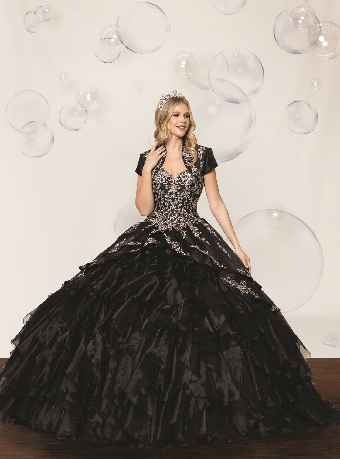 Black Flounced Quinceañera Ball Gown - Luzilly Bridal & Apparel