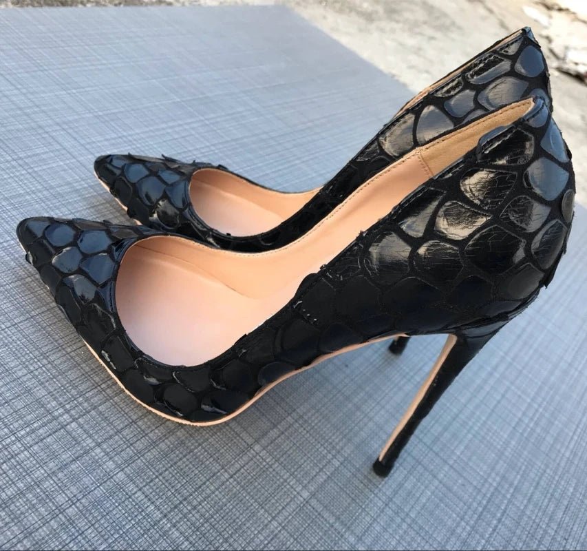Black Lace Pointed-Toe Bridal Party Heels - Luzilly Bridal & Apparel