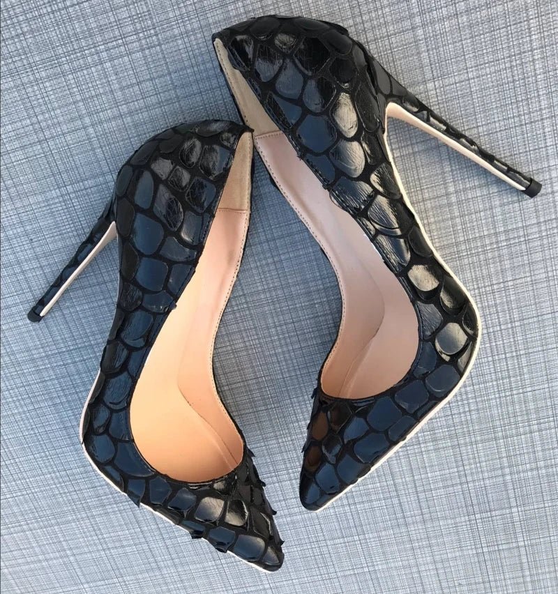 Black Lace Pointed-Toe Bridal Party Heels - Luzilly Bridal & Apparel