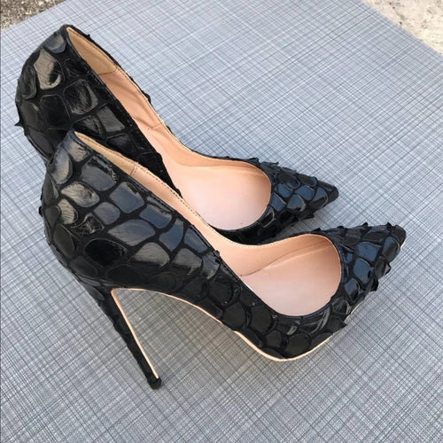 Black Lace Pointed-Toe Bridal Party Heels - Luzilly Bridal & Apparel