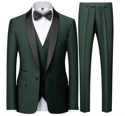 Black Men Autumn Wedding Party Three Pieces Set Large Size Male Blazer Coat Pants and Vest Fashion Slim Fit Suit - Luzilly Bridal & Apparel