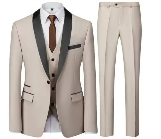 Black Men Autumn Wedding Party Three Pieces Set Large Size Male Blazer Coat Pants and Vest Fashion Slim Fit Suit - Luzilly Bridal & Apparel