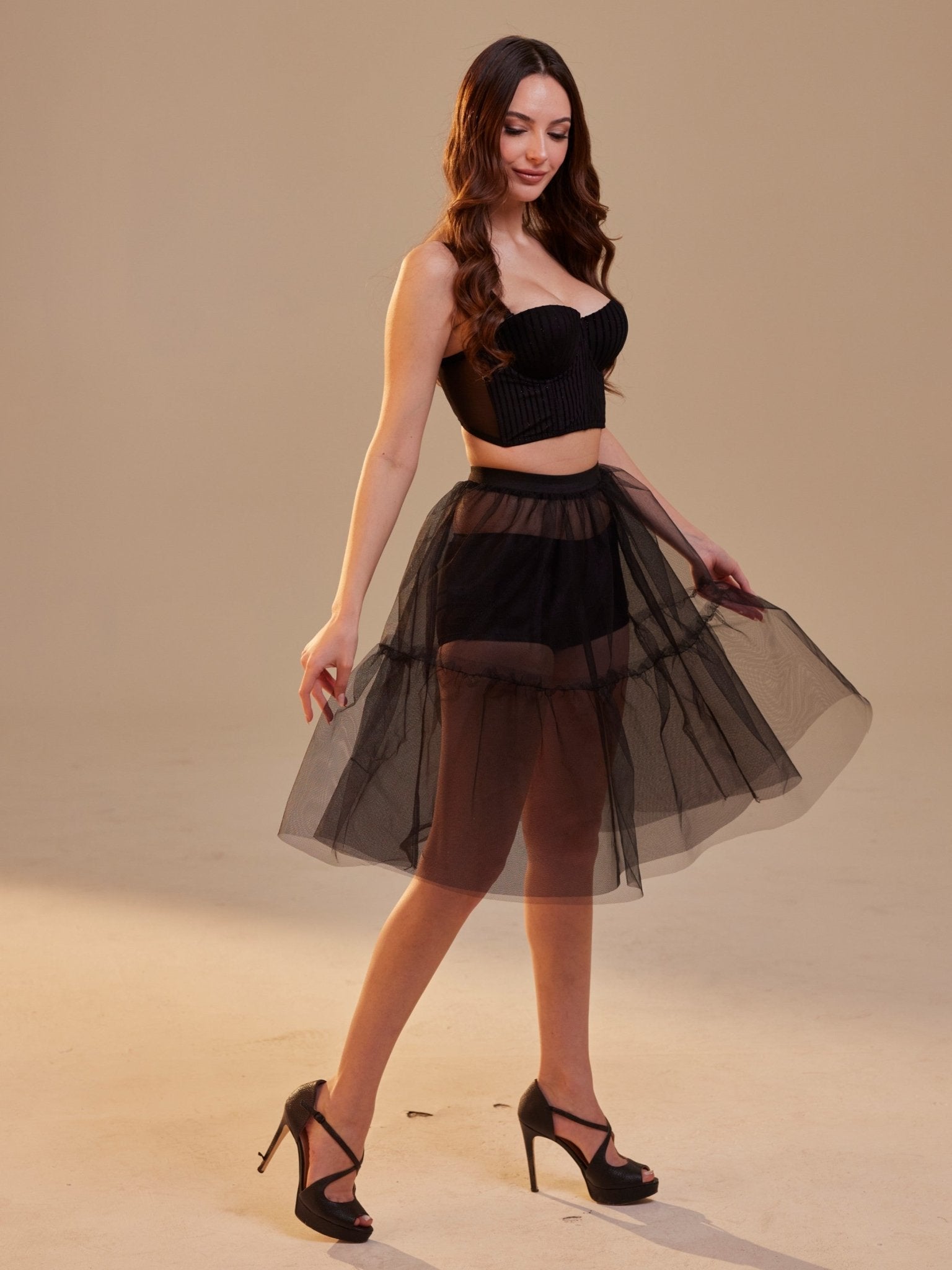 Black Tulle Underskirt (Petticoat) – Sheer Layering Skirt - Luzilly Bridal & Apparel