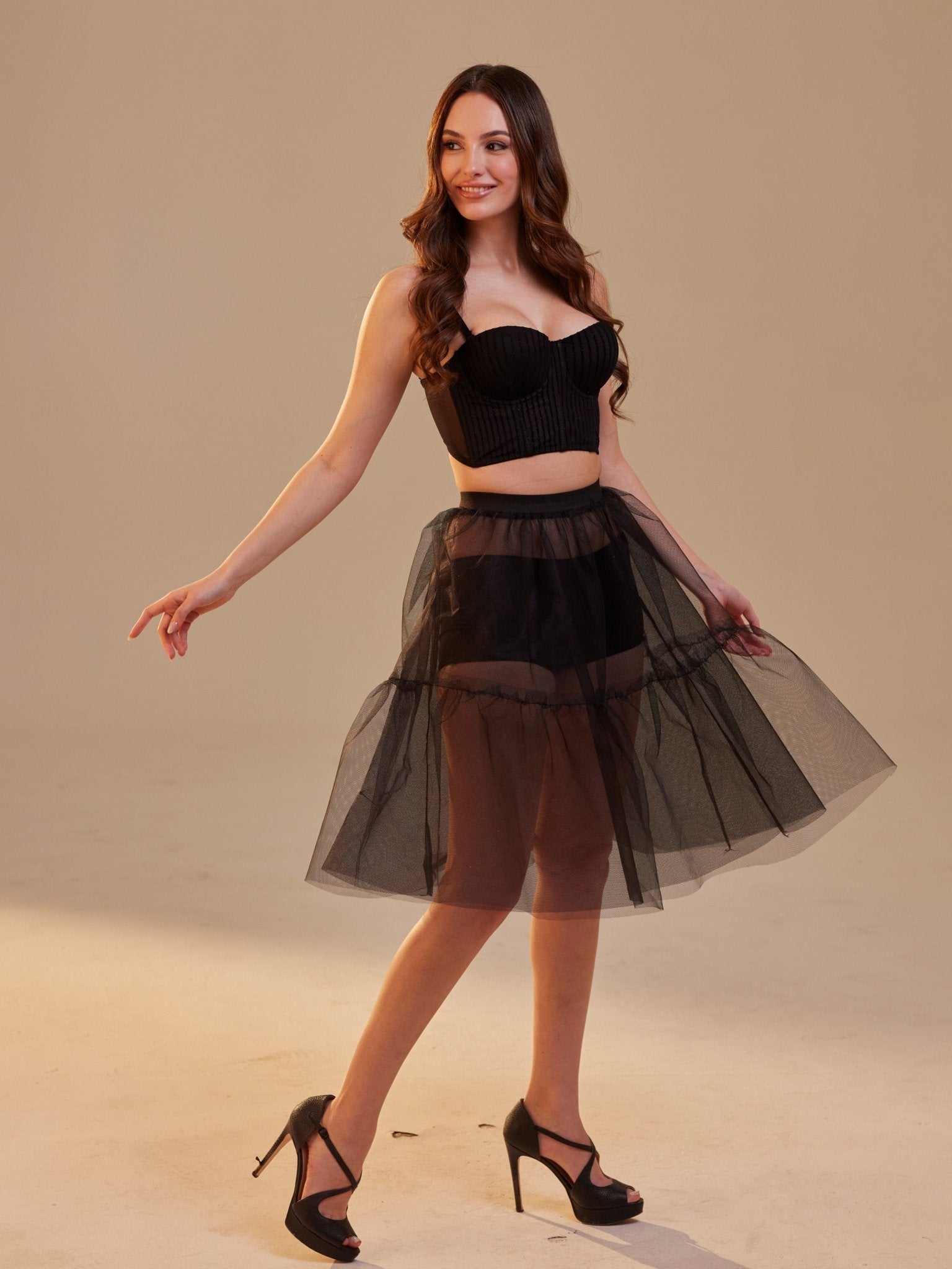 Black Tulle Underskirt (Petticoat) – Sheer Layering Skirt - Luzilly Bridal & Apparel