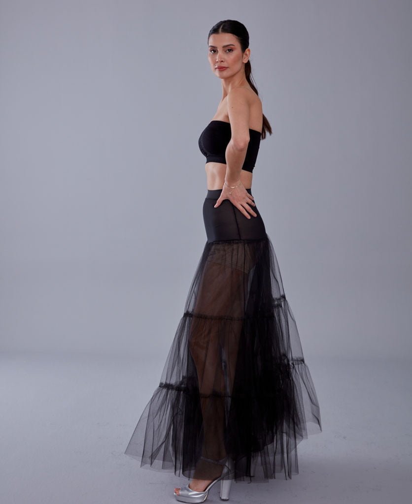 Black Voile Petticoat Skirt with Elastic Band - Perfect for Parties - Luzilly Bridal & Apparel