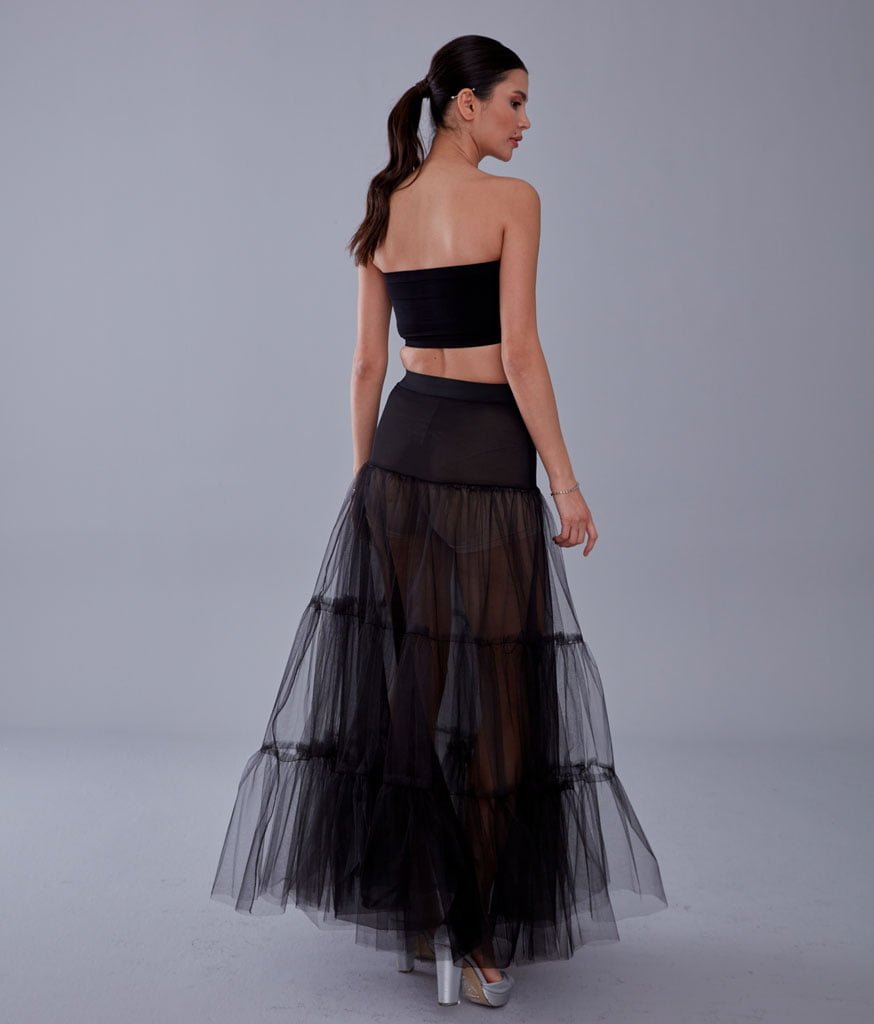 Black Voile Petticoat Skirt with Elastic Band - Perfect for Parties - Luzilly Bridal & Apparel