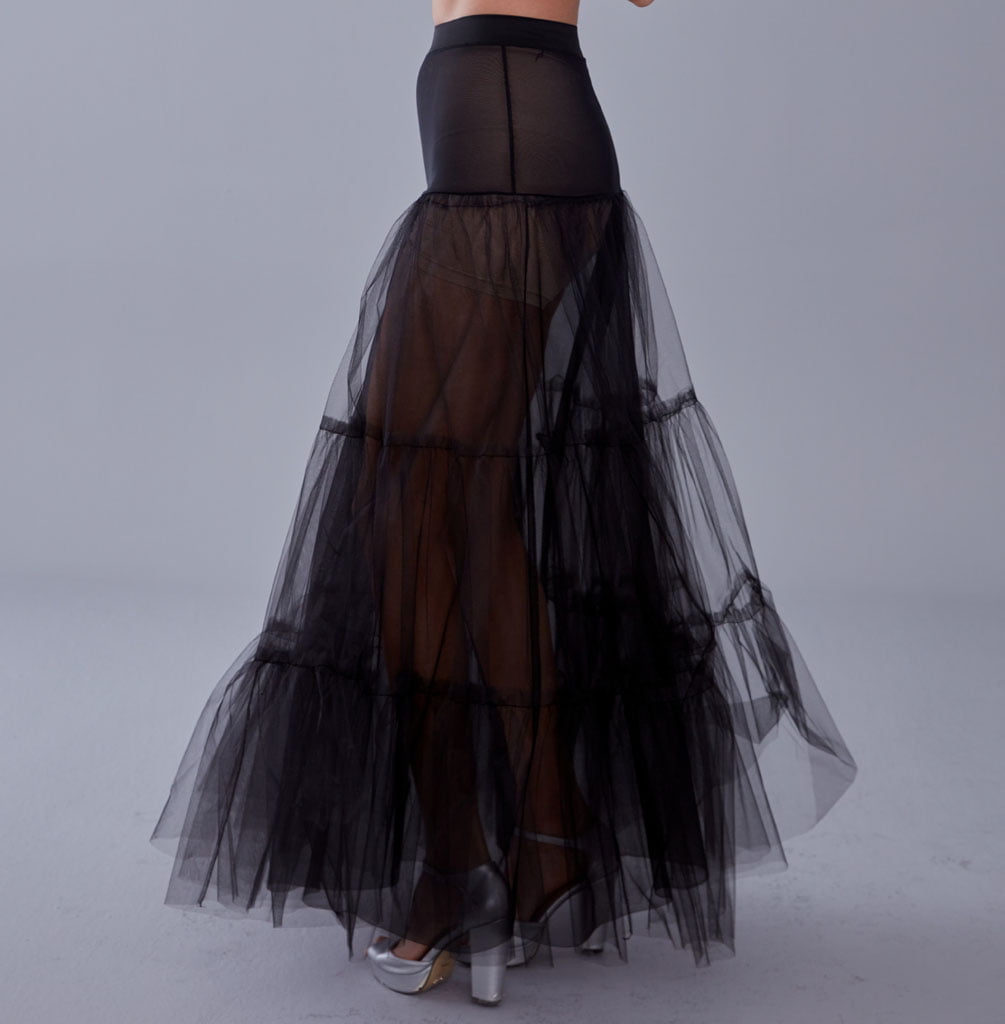 Black Voile Petticoat Skirt with Elastic Band - Perfect for Parties - Luzilly Bridal & Apparel