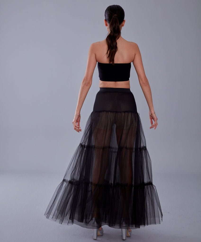 Black Voile Petticoat Skirt with Elastic Band - Perfect for Parties - Luzilly Bridal & Apparel