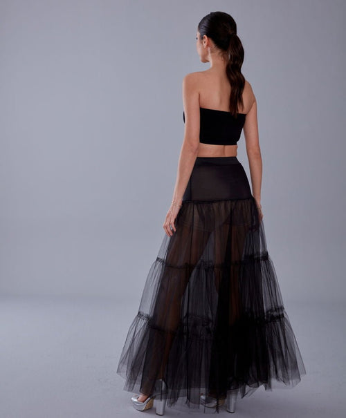 Black Voile Petticoat Skirt with Elastic Band - Perfect for Parties - Luzilly Bridal & Apparel