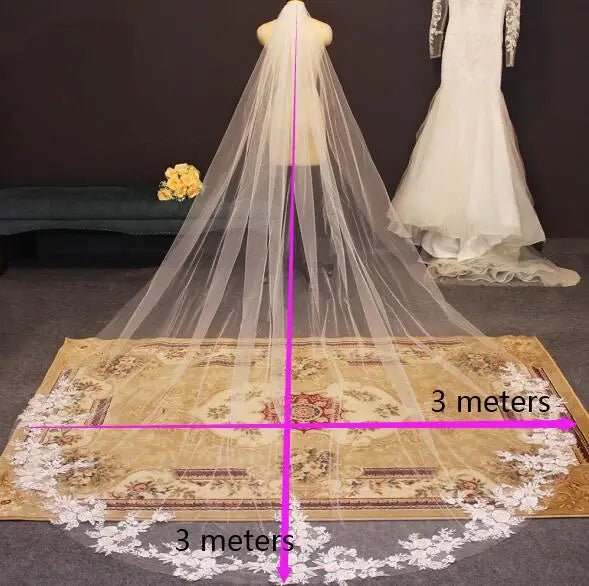 Bling Sequin Lace Cathedral Wedding Veil - Luzilly Bridal & Apparel