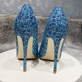 Blue Sequined Stiletto Heels - Luzilly Bridal & Apparel