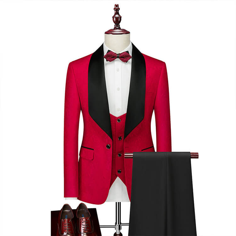 Blue Shawl-Lapel 3-Piece Groom Suit - Luzilly Bridal & Apparel