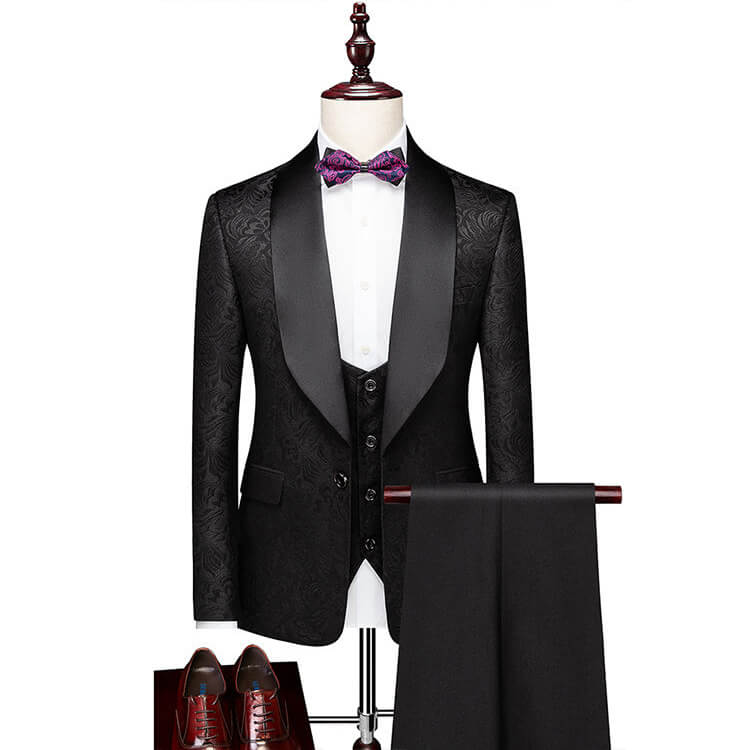 Blue Shawl-Lapel 3-Piece Groom Suit - Luzilly Bridal & Apparel
