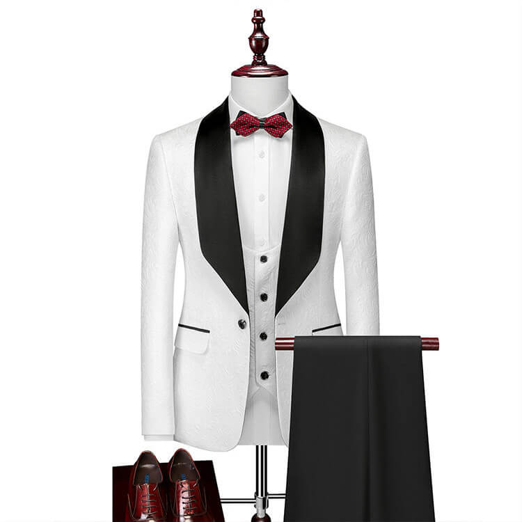 Blue Shawl-Lapel 3-Piece Groom Suit - Luzilly Bridal & Apparel