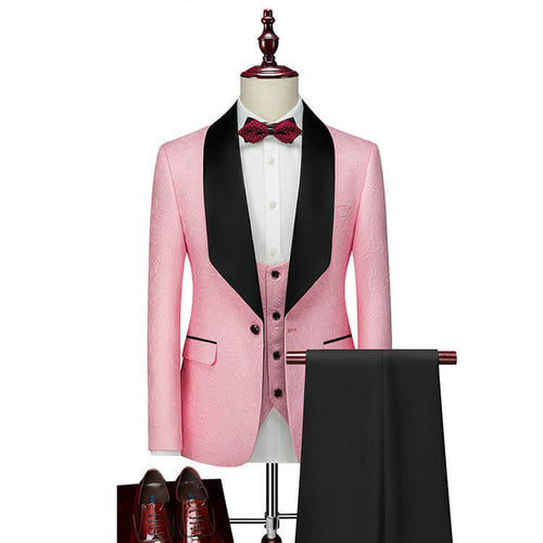 Blue Shawl-Lapel 3-Piece Groom Suit - Luzilly Bridal & Apparel