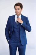 Blue Vested Suit With Plaid Blazer - Wessi - Luzilly Bridal & Apparel