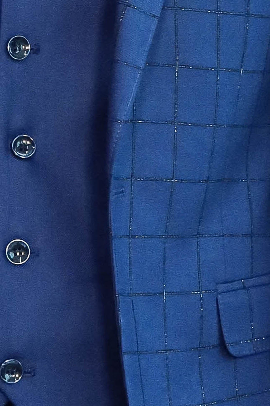 Blue Vested Suit With Plaid Blazer - Wessi - Luzilly Bridal & Apparel