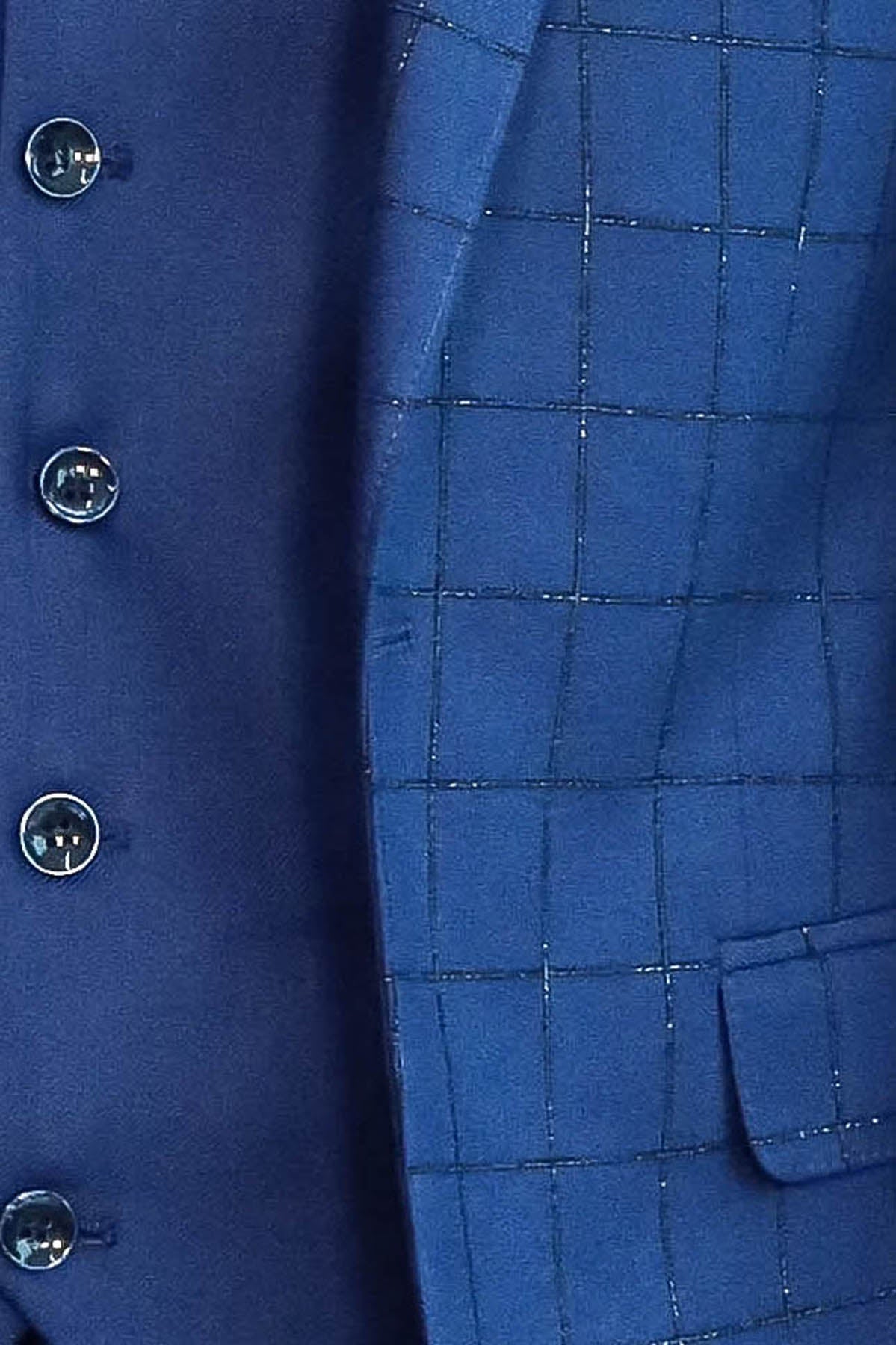 Blue Vested Suit With Plaid Blazer - Wessi - Luzilly Bridal & Apparel
