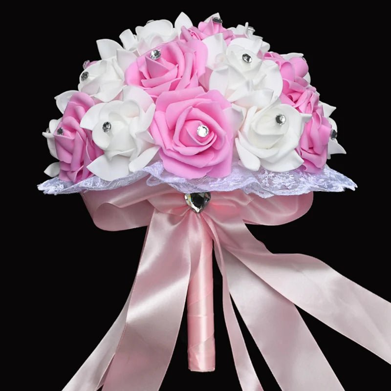 Blue & White Handmade Rose Bridal Bouquet - Luzilly Bridal & Apparel