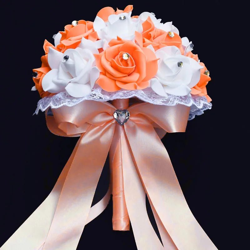 Blue & White Handmade Rose Bridal Bouquet - Luzilly Bridal & Apparel