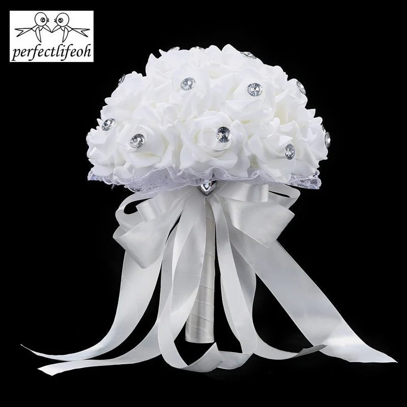 Blue & White Handmade Rose Bridal Bouquet - Luzilly Bridal & Apparel
