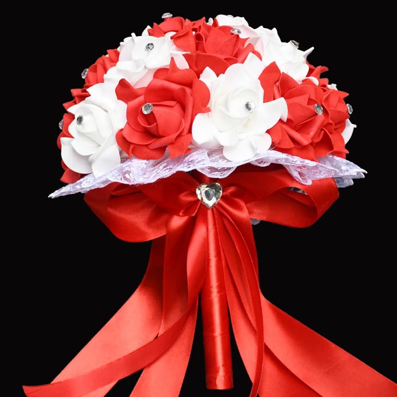 Blue & White Handmade Rose Bridal Bouquet - Luzilly Bridal & Apparel