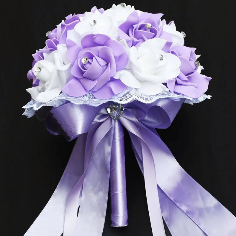 Blue & White Handmade Rose Bridal Bouquet - Luzilly Bridal & Apparel