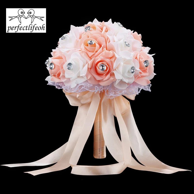 Blue & White Handmade Rose Bridal Bouquet - Luzilly Bridal & Apparel