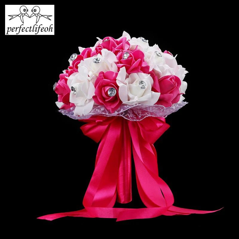 Blue & White Handmade Rose Bridal Bouquet - Luzilly Bridal & Apparel