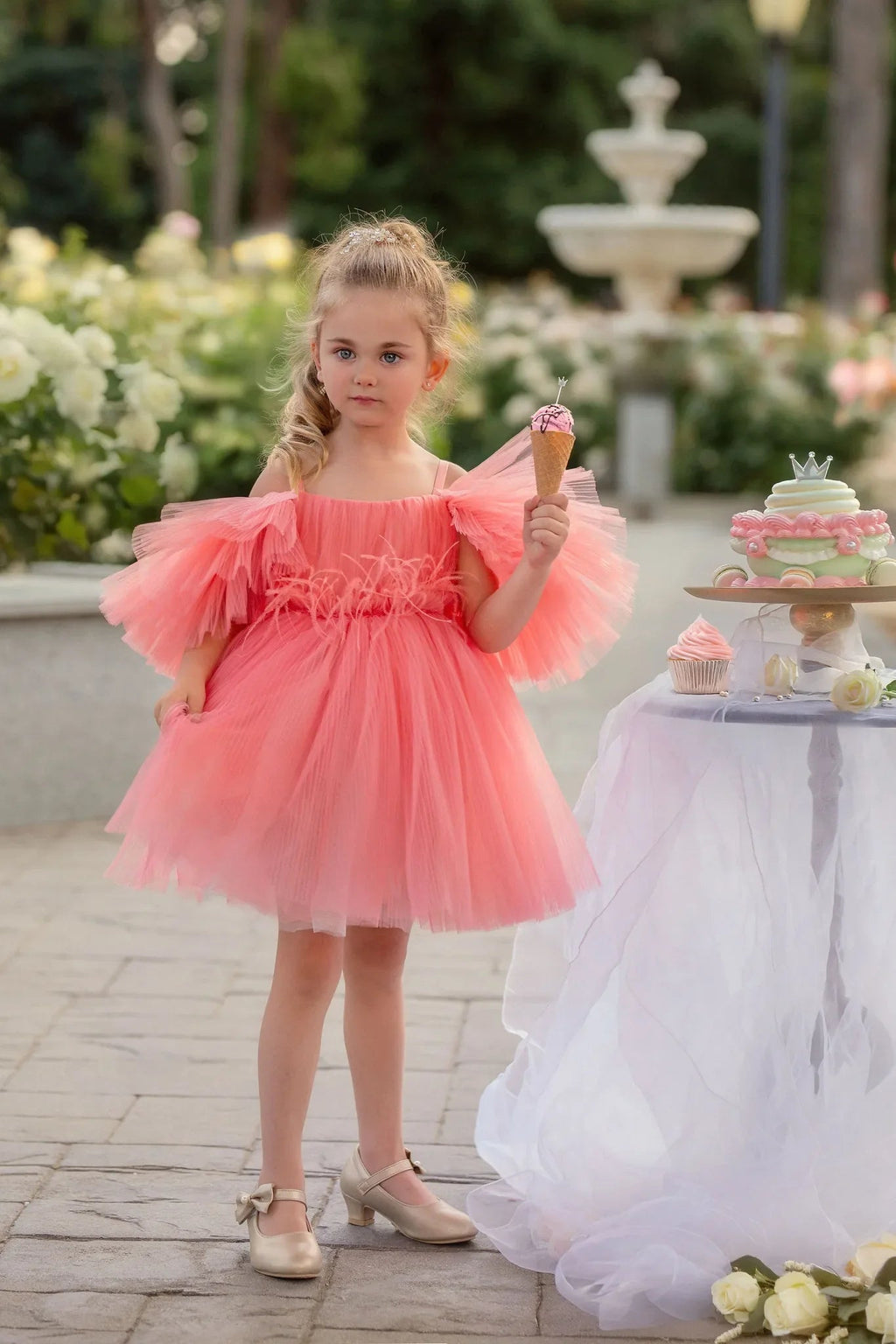 Blush Feather Fairy Tulle Flower Girl Dress - Luzilly Bridal & Apparel