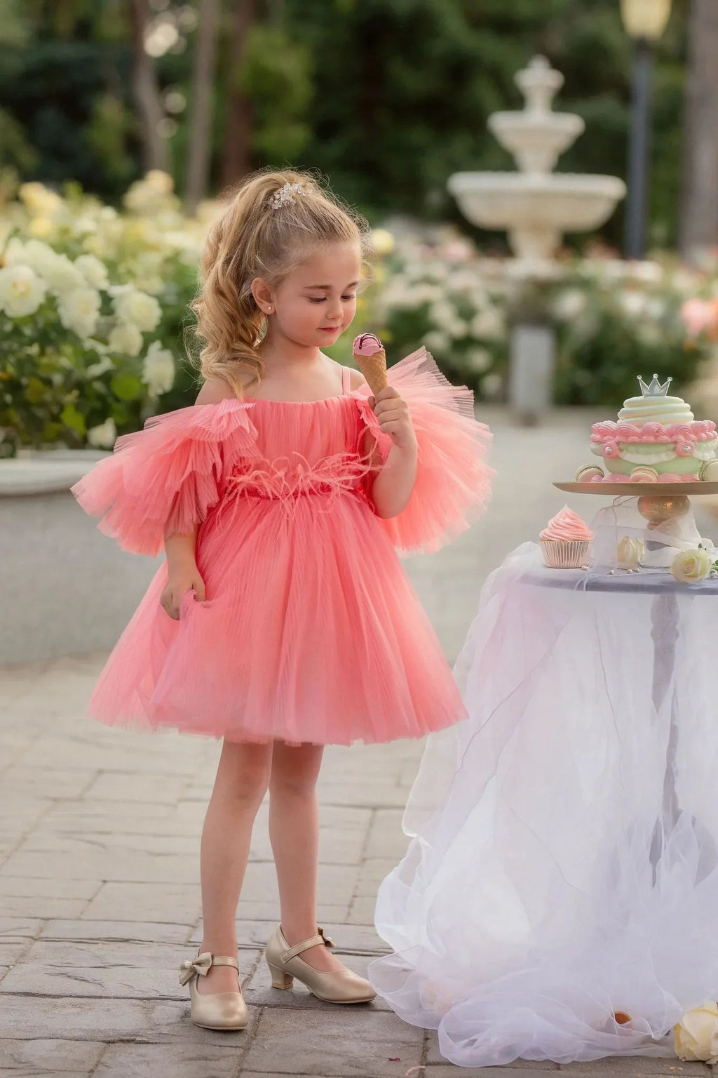 Blush Feather Fairy Tulle Flower Girl Dress - Luzilly Bridal & Apparel