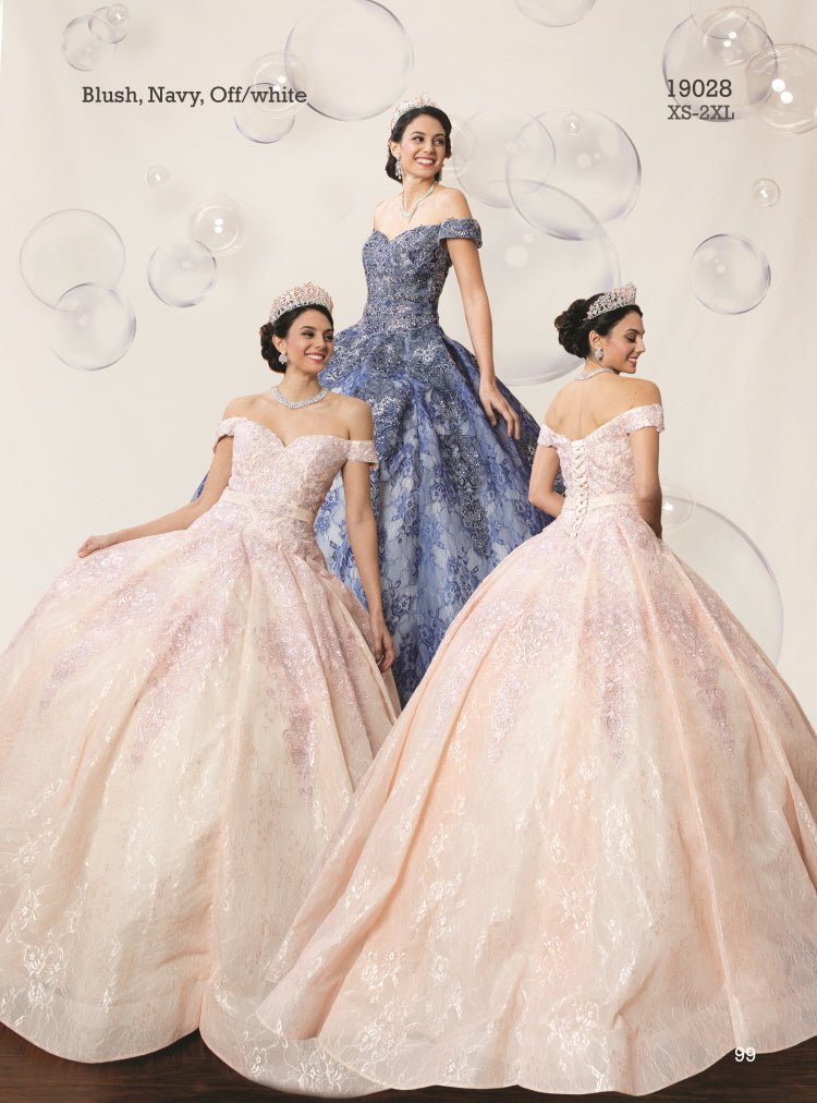 Blush & Navy Lace Quinceañera Ball Gown - Luzilly Bridal & Apparel