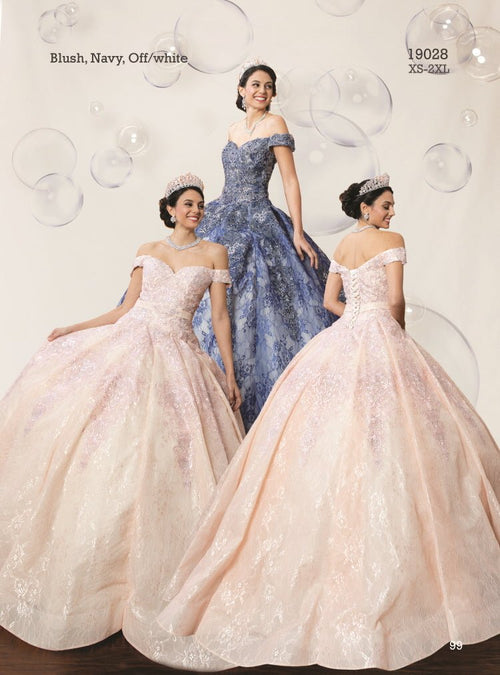 Blush & Navy Lace Quinceañera Ball Gown - Luzilly Bridal & Apparel