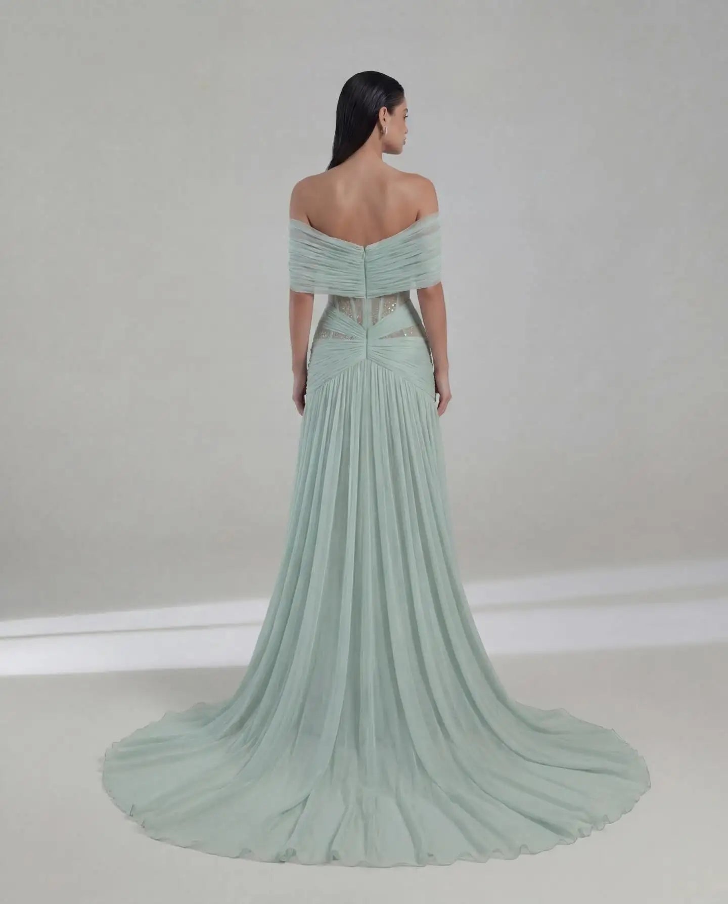 Blush Off-Shoulder Lace & Chiffon A-Line Bridesmaid Dress - Luzilly Bridal & Apparel