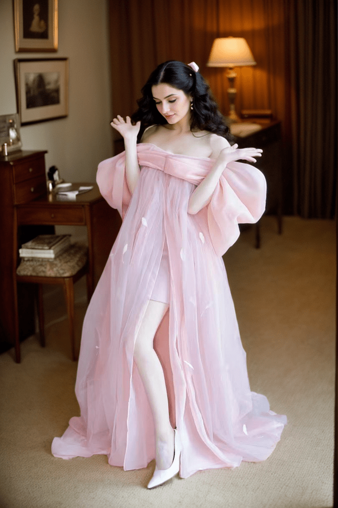 Blush Pink Sheer Bow-Tie Robe Dress – Romantic Elegance - Luzilly Bridal & Apparel