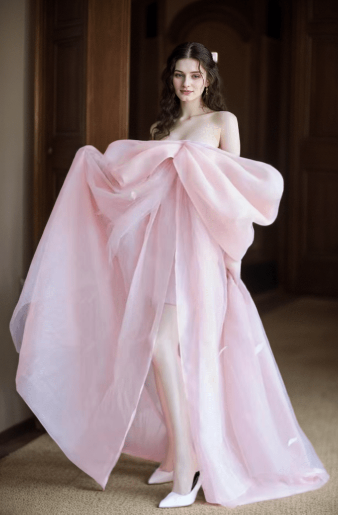 Blush Pink Sheer Bow-Tie Robe Dress – Romantic Elegance - Luzilly Bridal & Apparel