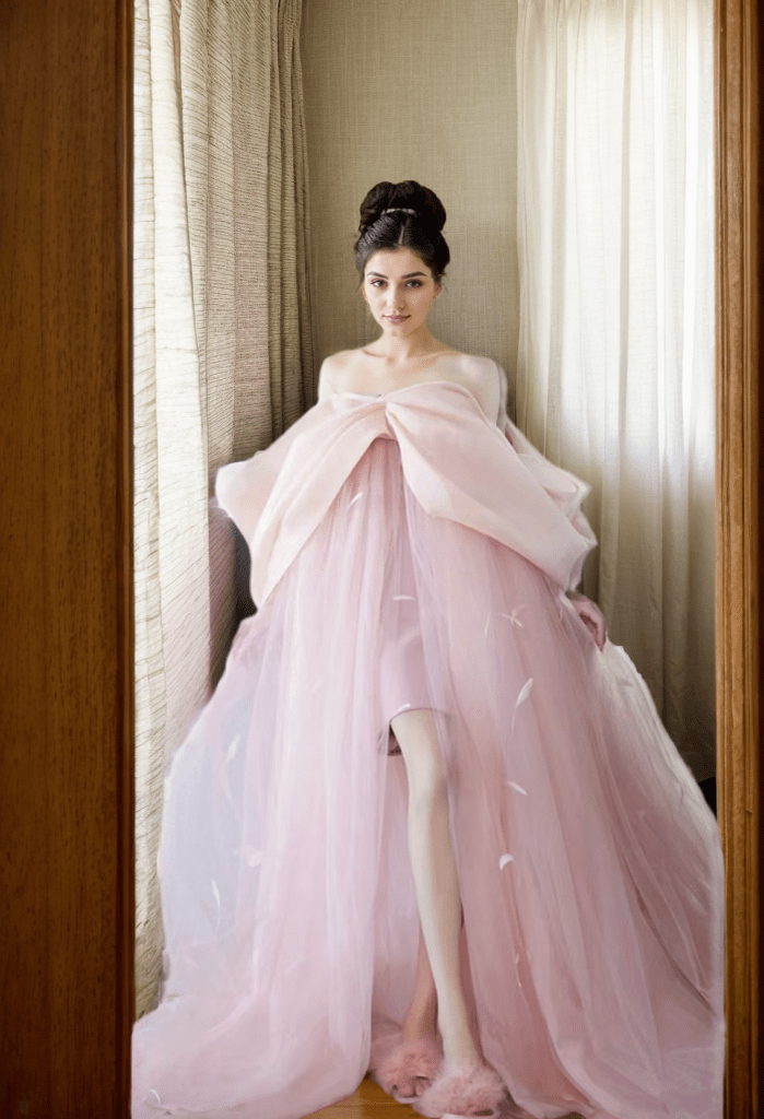 Blush Pink Sheer Bow-Tie Robe Dress – Romantic Elegance - Luzilly Bridal & Apparel