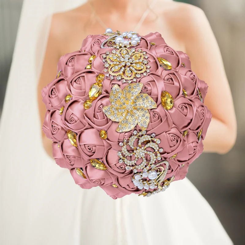 Blush Pink Silk Rose Wedding Bouquet - Luzilly Bridal & Apparel