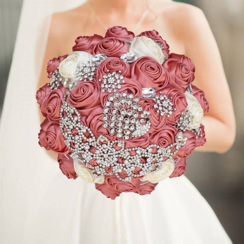 Blush Pink Silk Rose Wedding Bouquet - Luzilly Bridal & Apparel