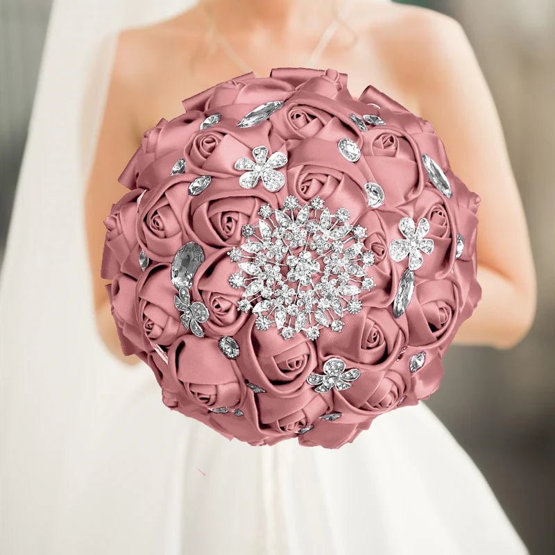 Blush Pink Silk Rose Wedding Bouquet - Luzilly Bridal & Apparel