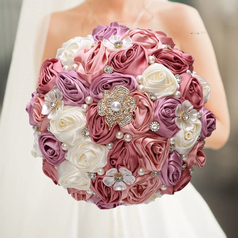 Blush Pink Silk Rose Wedding Bouquet - Luzilly Bridal & Apparel