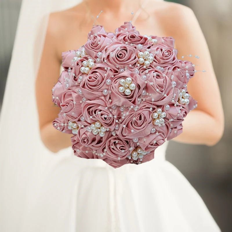 Blush Pink Silk Rose Wedding Bouquet - Luzilly Bridal & Apparel